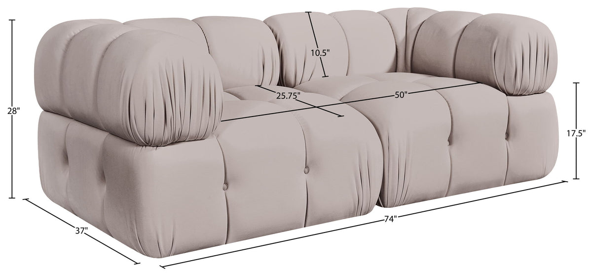 Orin - Velvet Performance Fabric Upholstered 2 Piece Modular Sofa (2 Corner Chairs)