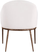 Ferro - Linen Textured Performance Fabric Upholstered Dining Arm Chair - Cream / Brushed Bronze