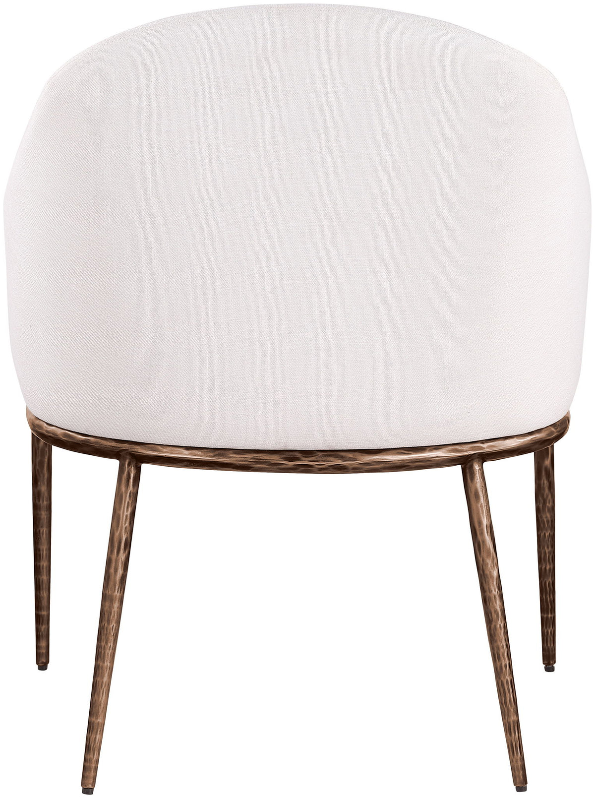 Ferro - Linen Textured Performance Fabric Upholstered Dining Arm Chair - Cream / Brushed Bronze