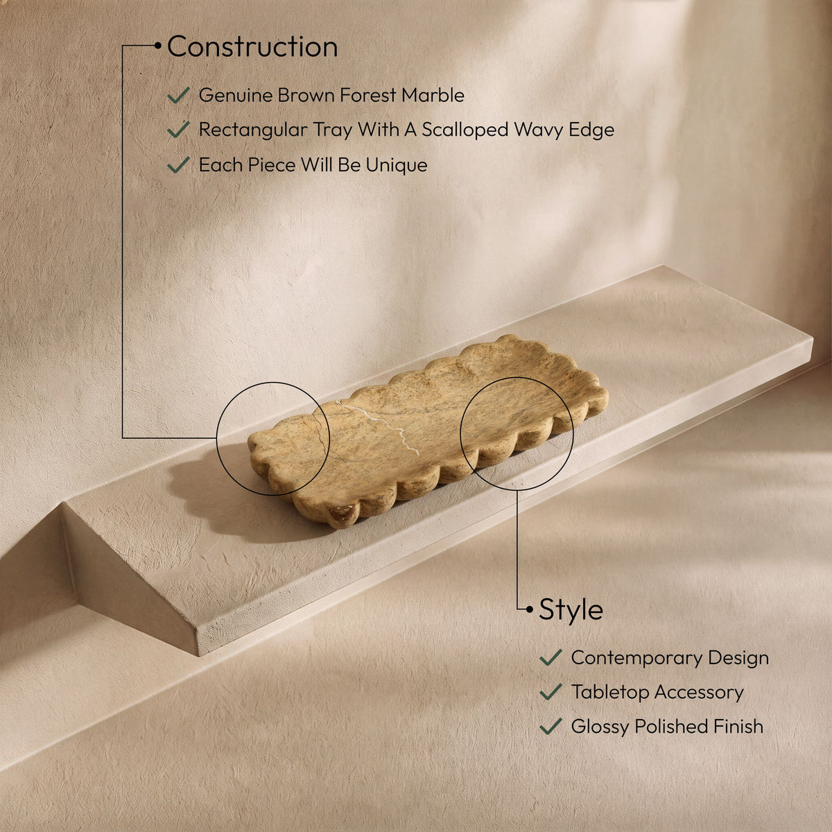 Ruffalo - Genuine Marble Tray