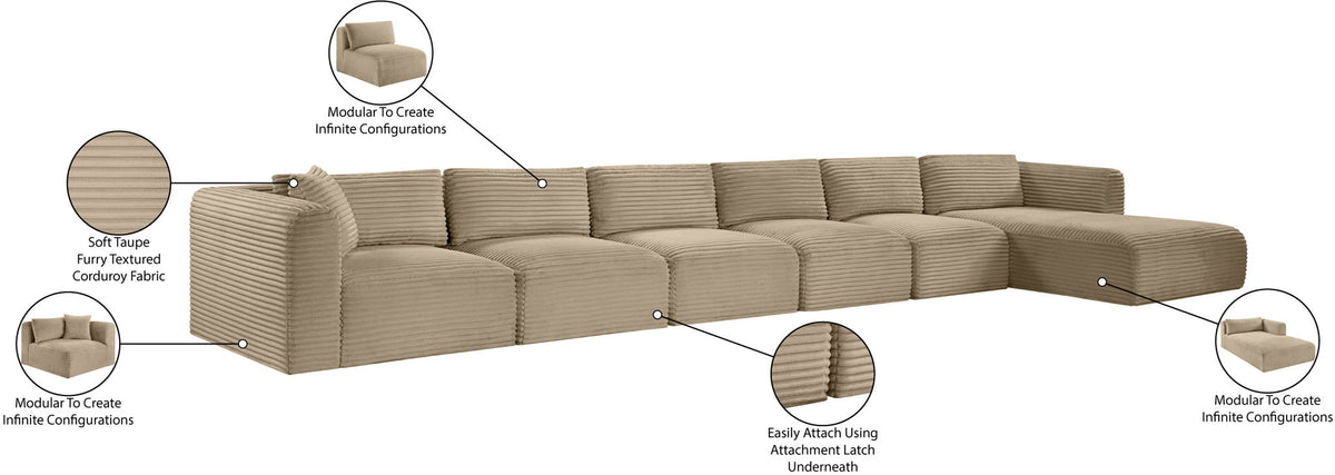 Shaggy - Fabric 6 Piece Modular Sectional With Chaise