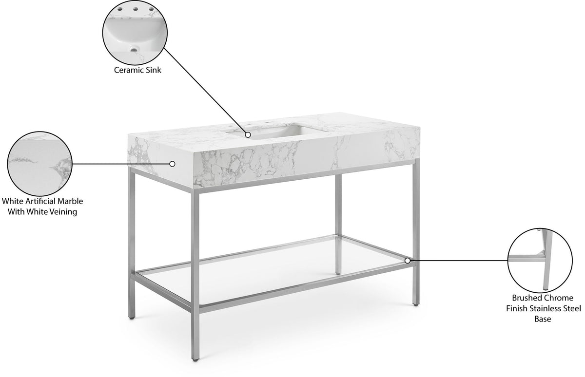 Marmo - Engineered Marble Bathroom Vanity With Chrome Base