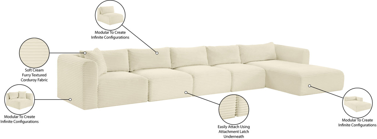 Shaggy - 5 Piece Modular Sectional With Chaise