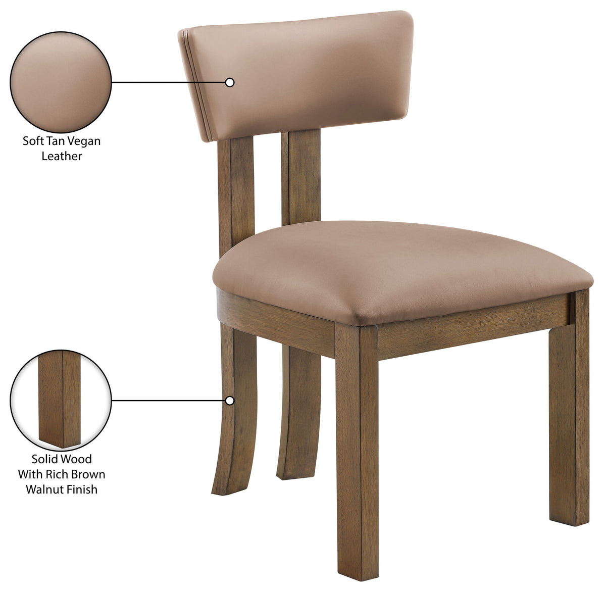 Lavrin - Vegan Leather Upholstered Dining Side Chair (Set of 2) - Walnut Base