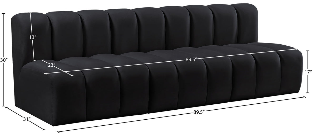 Arc - Velvet 3 Piece Modular Straight Sofa