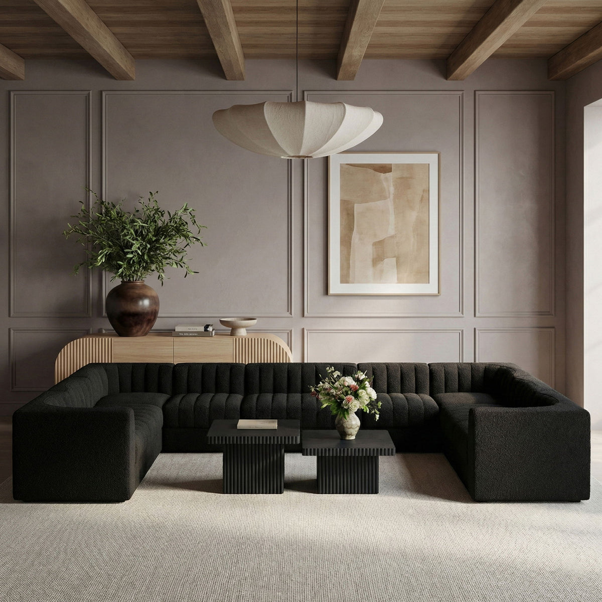 Rummi - Velvet Performance Fabric Upholstered 10 Piece Modular Sectional