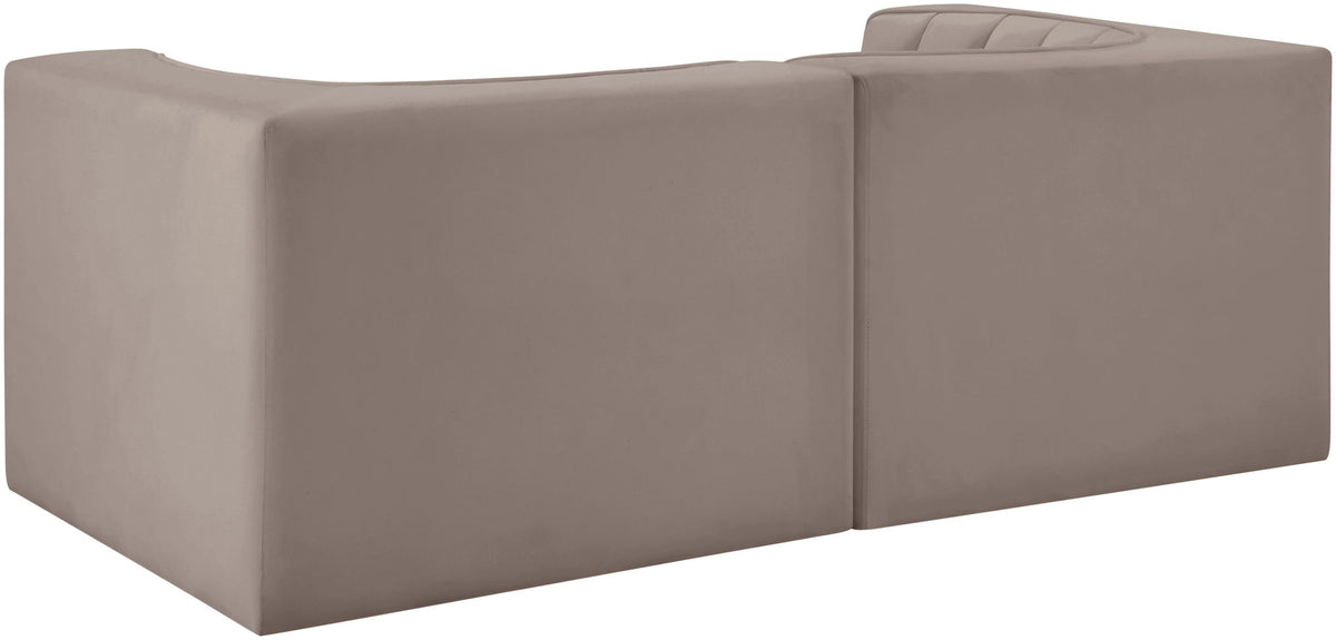 Rummi - Velvet Performance Fabric Upholstered 2 Piece Modular Loveseat