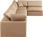 Comfy - 5 Piece Faux Leather Modular Sectional - Tan