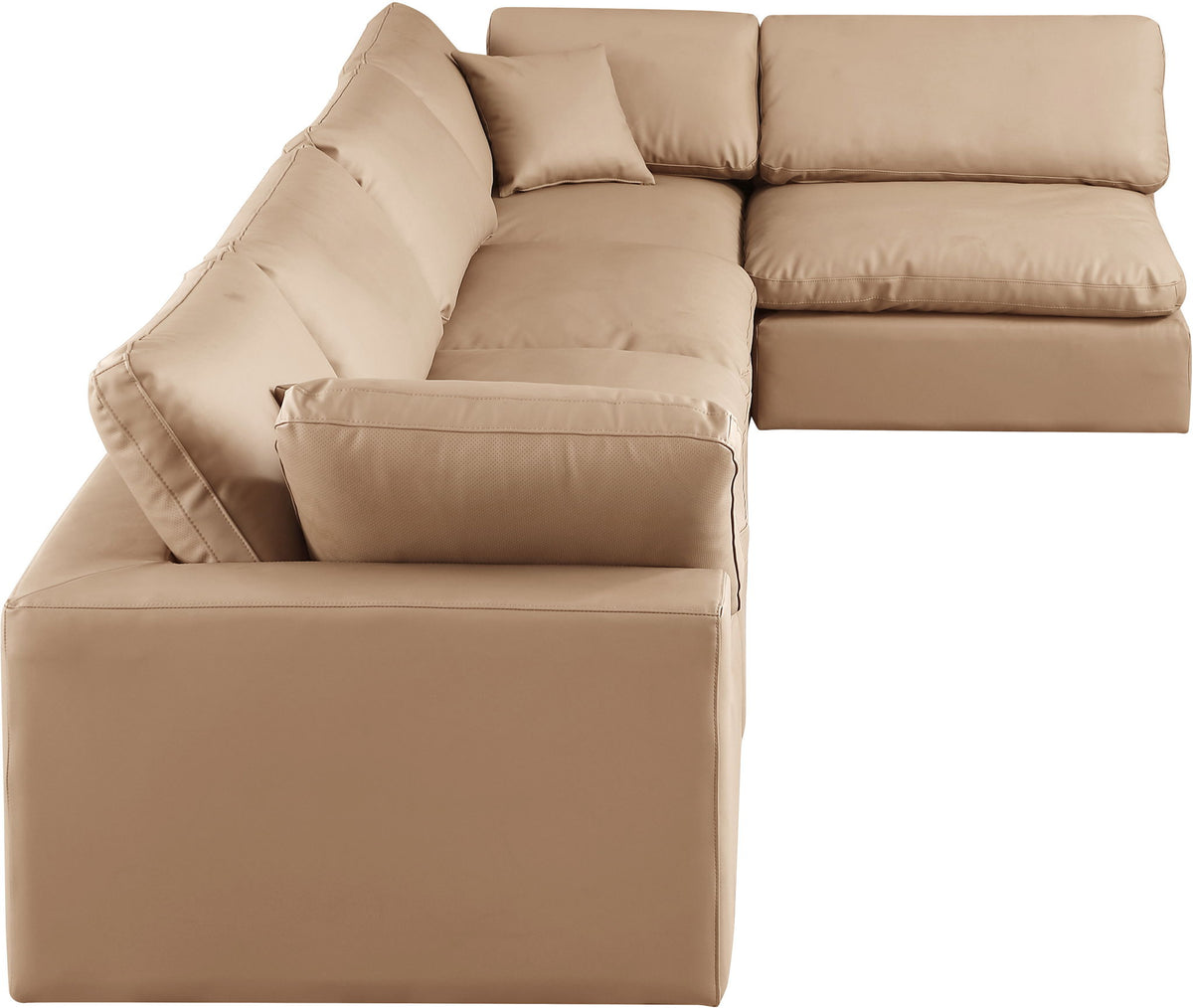 Comfy - 5 Piece Faux Leather Modular Sectional - Tan