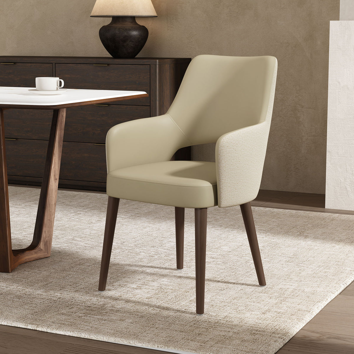 Liora - Wood Upholstered Armchair - Coffee / Brown