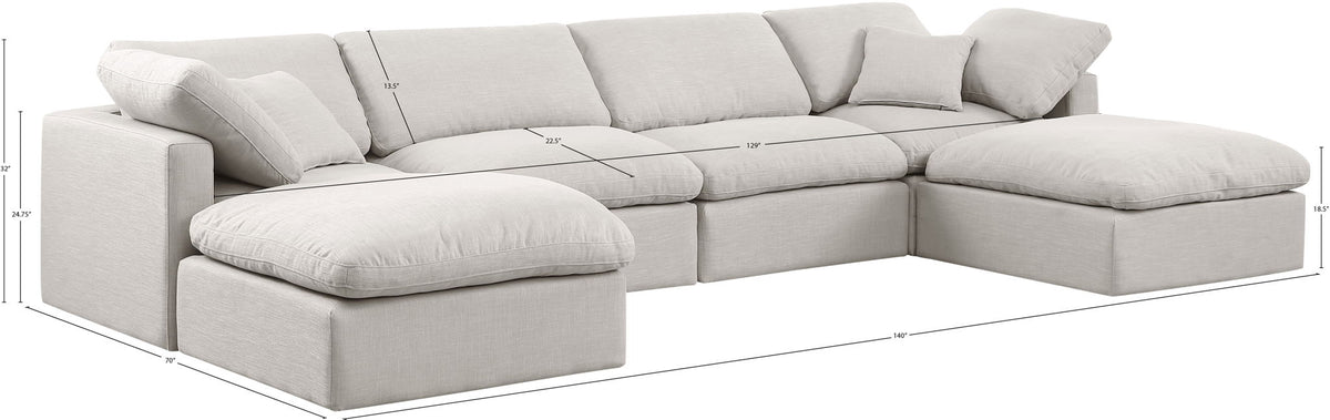 Indulge - Linen 6 Piece Modular Double Chaise Sectional