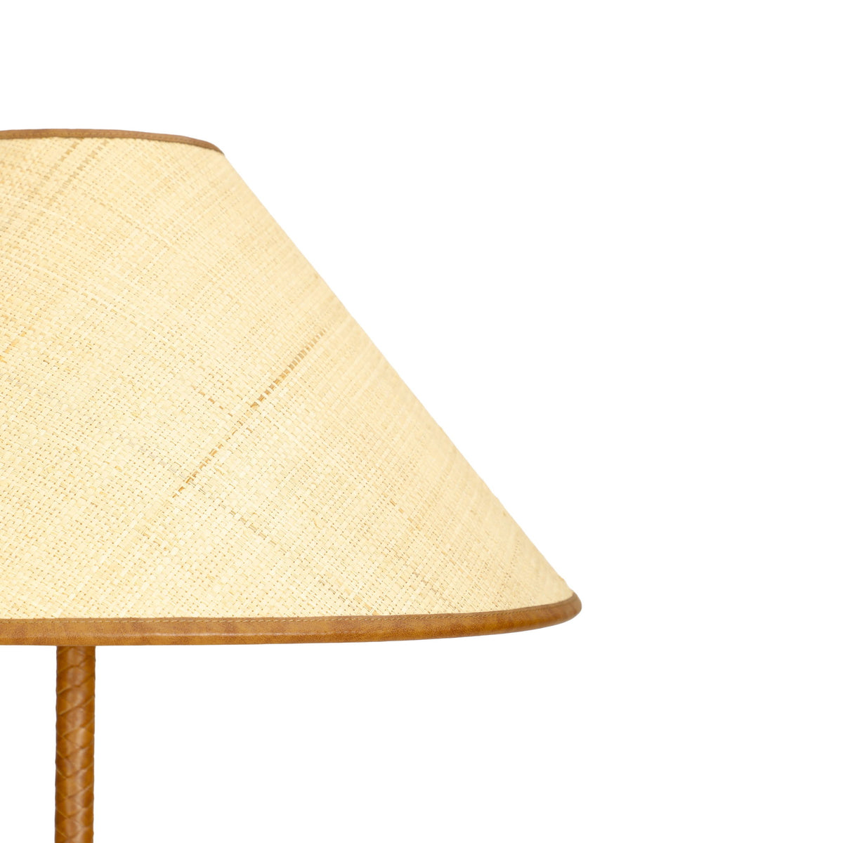 Keria - Vegan Leather And Raffia Designer Floor Lamp - Natural