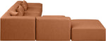 Cube - 6 Piece Modular Corner Armless Sectional - Cognac