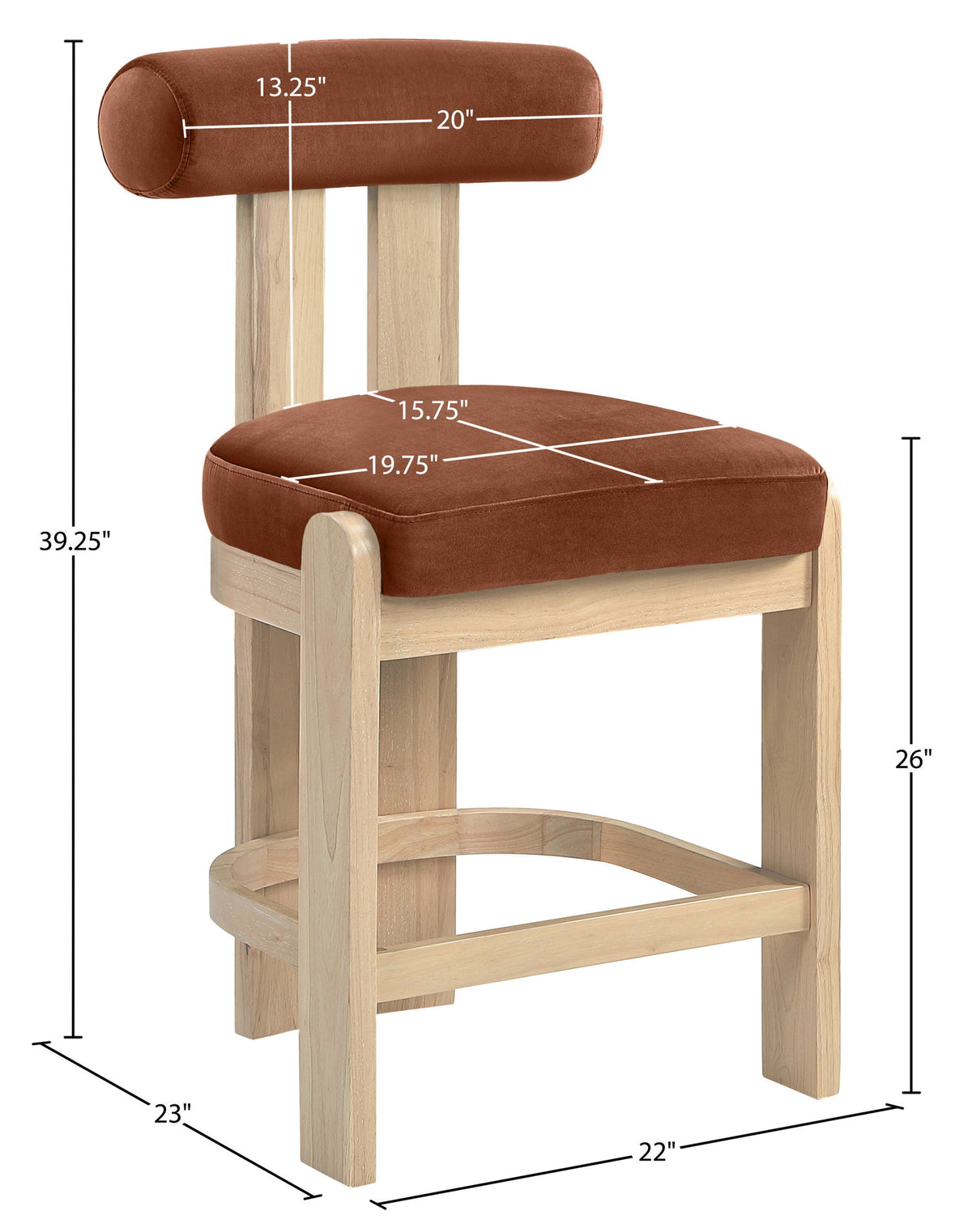Arienzo - Velvet Performance Fabric Upholstered Counter Stool (Set of 2)