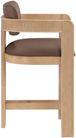 Sacha - Vegan Leather Upholstered Counter Stool With Natural Base
