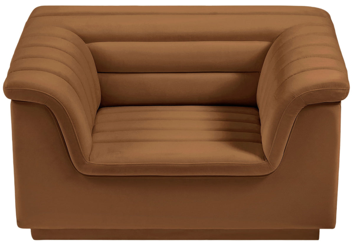Cascade - Velvet Chair - Saddle