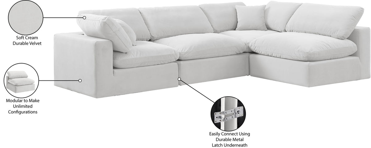 Comfy - 4 Piece Velvet Modular Armless Sectional