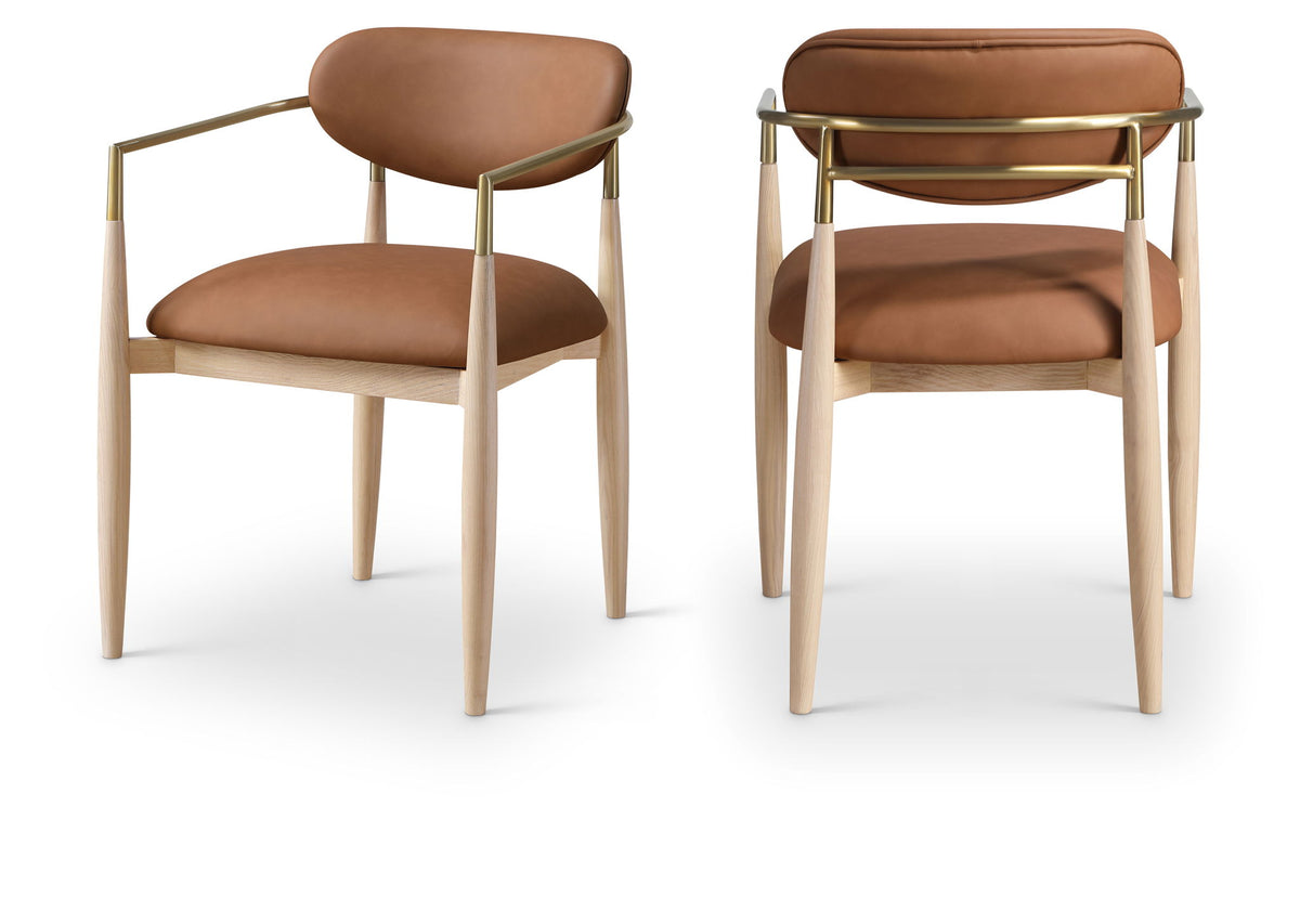 Riccio - Dining Arm Chair (Set of 2) - Natural And Gold Frame