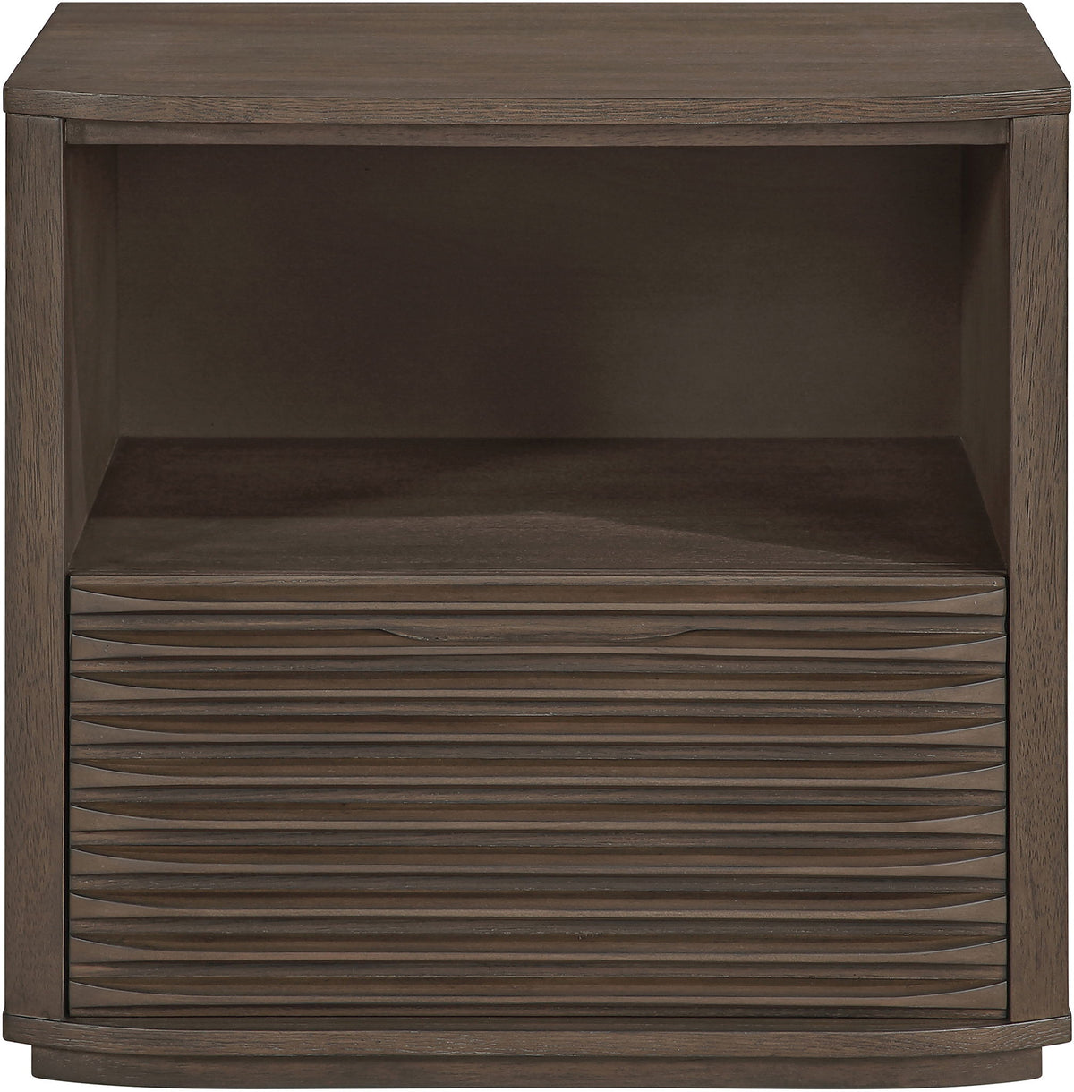 Morino - Oak Veneer And Solid Wood Nightstand - Brown
