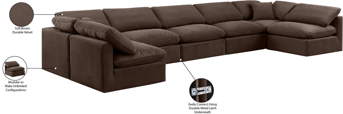 Indulge - Velvet 7 Piece Modular U-Shaped Sectional