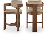 Sacha - Velvet Stool With Brown Base