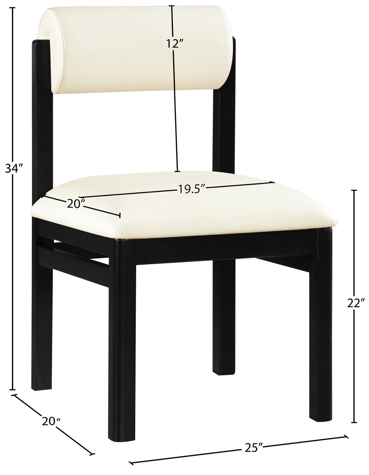 Roundhill - Faux Leather Dining Chair (Set of 2) - Black Frame