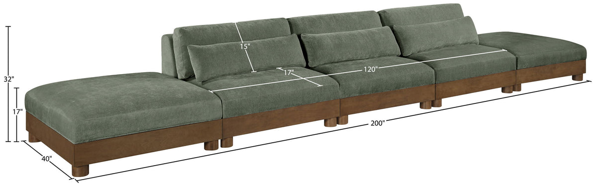 Turin - Chenille Fabric Upholstered Modular Sectional - Green
