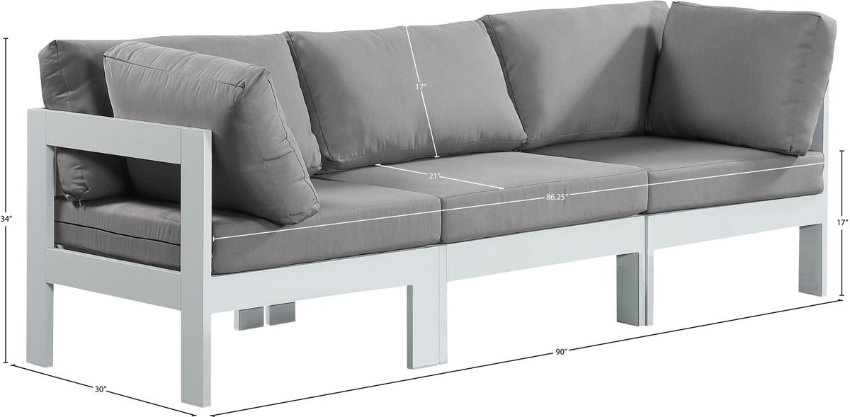 Nizuc - Outdoor Patio 3 Seat Modular Sofa With White Frame