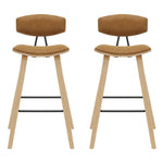Fox - Bar Height Curved Back Wood Bar Stool With Faux Leather Seat