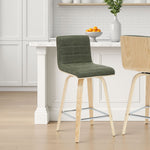 Vienna - 35.5" Swivel Counter Height Square Back Wood Bar Stool With Faux Leather Seat
