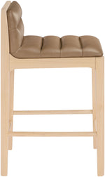 Ellis - Vegan Leather Upholstered Counter Stool (Set of 2) - Tan / Natural