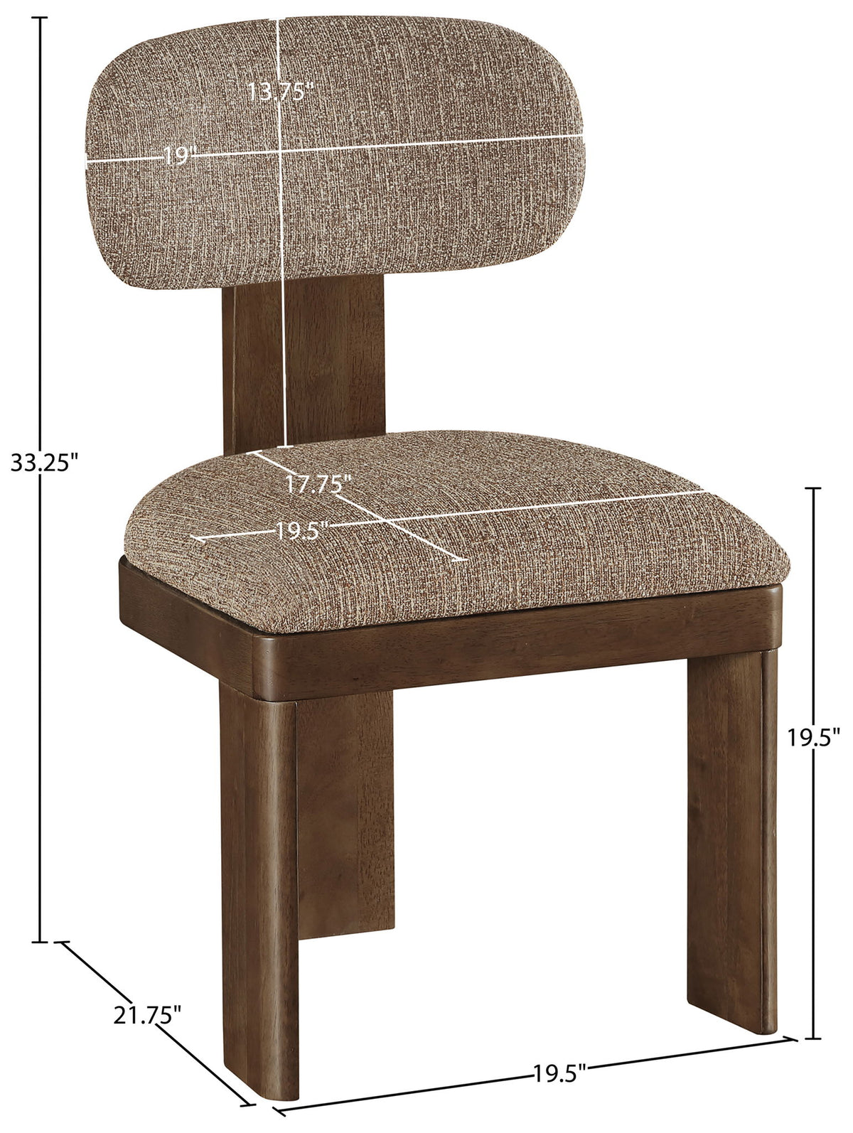 Timbra - Linen Textured Fabric Upholstered Dining Chair (Set of 2) - Walnut Base