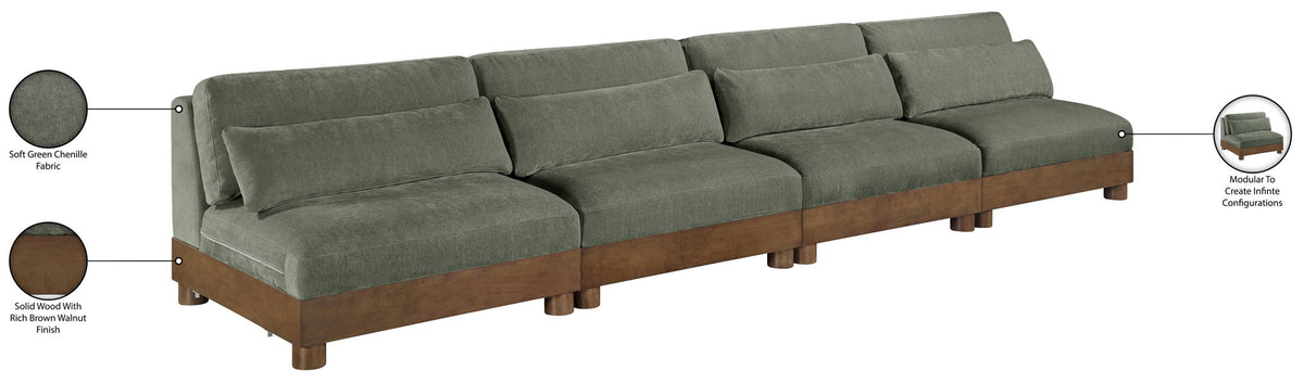 Turin - Chenille Fabric Upholstered Modular Sectional - Green