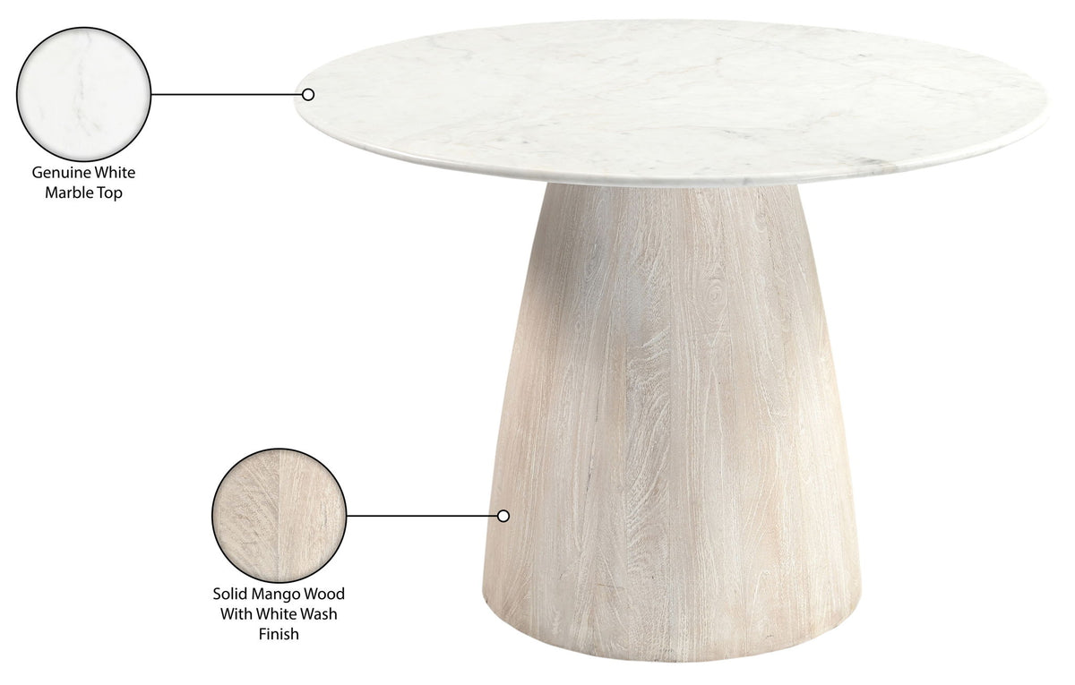 Liona - 42" Marble And Mango Wood Dining Table