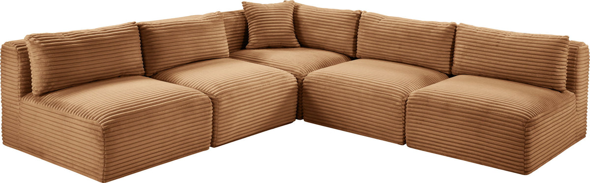 Shaggy - Fabric 5 Piece Modular Corner Armless Sectional