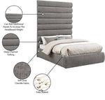 Adam - Chenille Fabric Bed With 89" Headboard