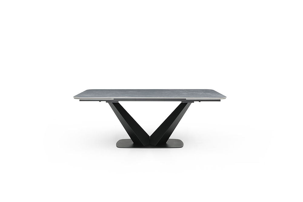 9436 - Ceramic & Metal Dining Table - Gray / Black