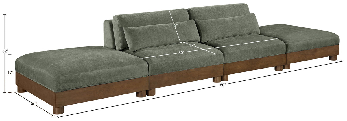 Turin - Chenille Fabric Upholstered Modular Sectional - Green