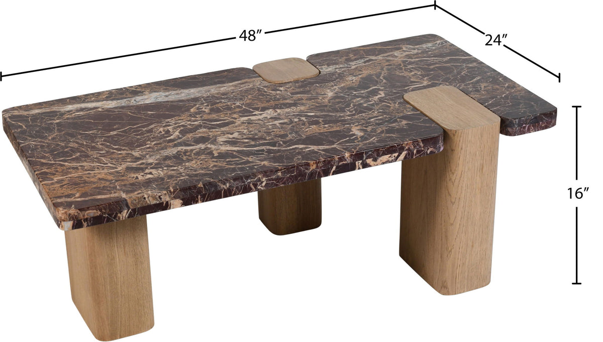 Ravenna - Marble/Stone Coffee Table - Burgundy