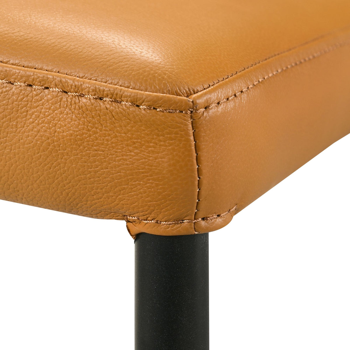 Meriam - Full Back Top Grain Leather Upholstered Metal Dining Chairs (Set of 2)