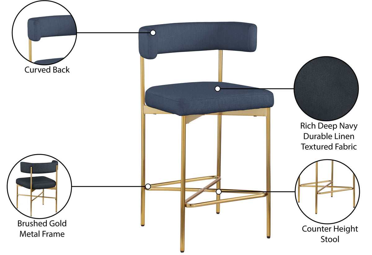 Rivage - Durable Stool With Gold Frame (Set of 2)