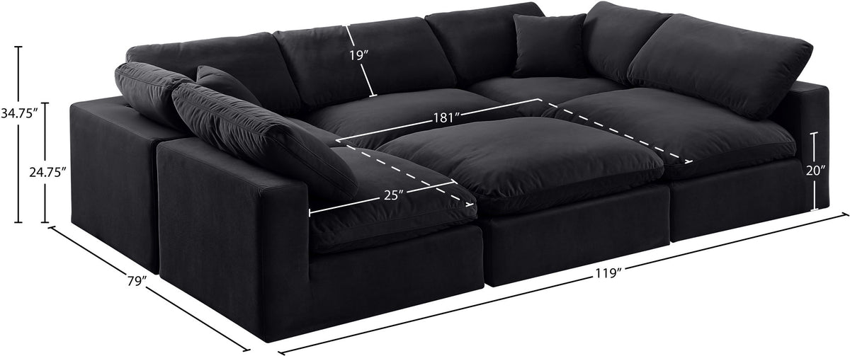 Comfy - 6 Piece Velvet Sectional