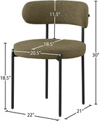Beacon - Boucle Fabric Dining Chair With Black Legs (Set of 2) - Olive Green
