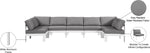 Nizuc - Outdoor Patio 7 Piece Modular Sectional With White Frame