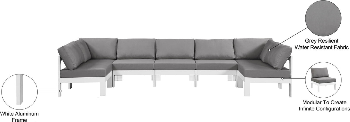 Nizuc - Outdoor Patio 7 Piece Modular Sectional With White Frame