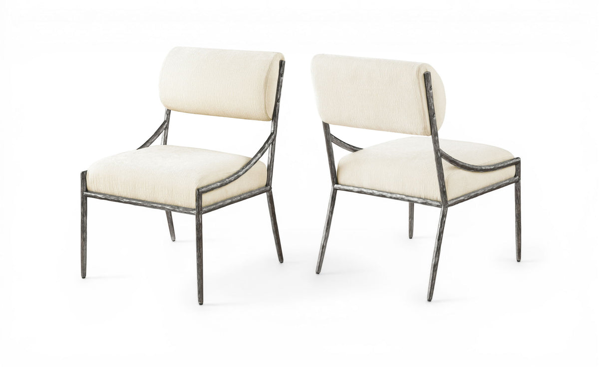 Bastille - Upholstered Dining Side Chair (Set of 2) - Silver Frame