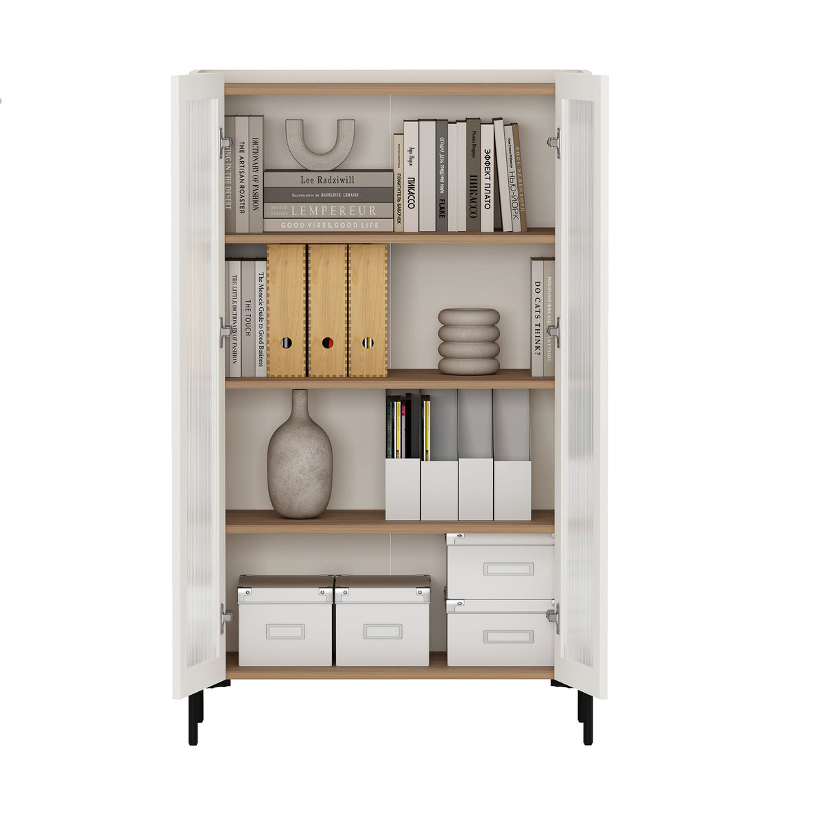 Abbey - Bookcase Cabinet - Maple And Off White