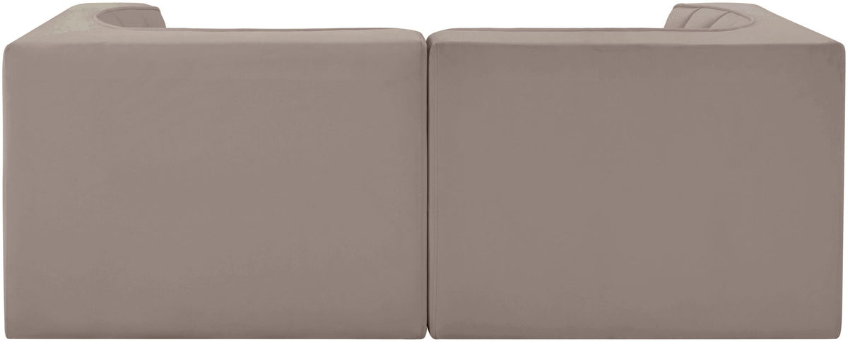 Rummi - Velvet Performance Fabric Upholstered 2 Piece Modular Loveseat