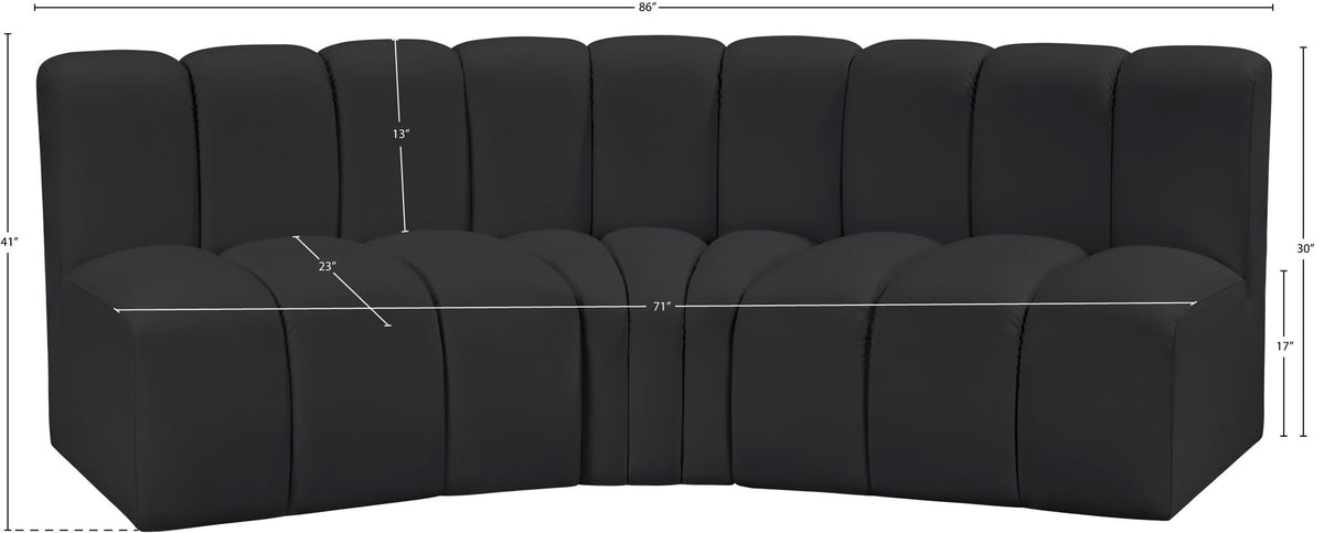 Arc - Faux Leather 3 Piece Modular Corner Sofa
