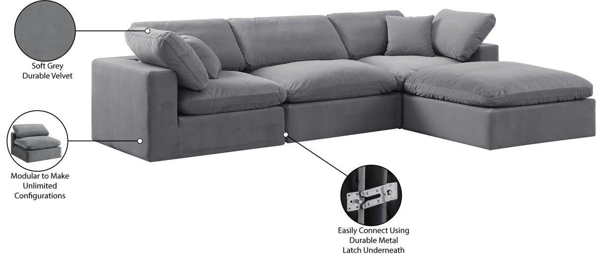 Comfy - 4 Piece Velvet Modular Sectional With Chaise